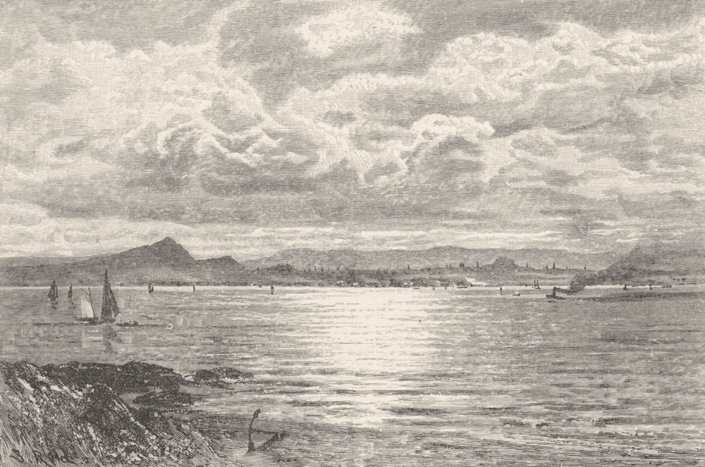 SCOTLAND. Edinburgh, from the Fife shore 1901 old antique print picture